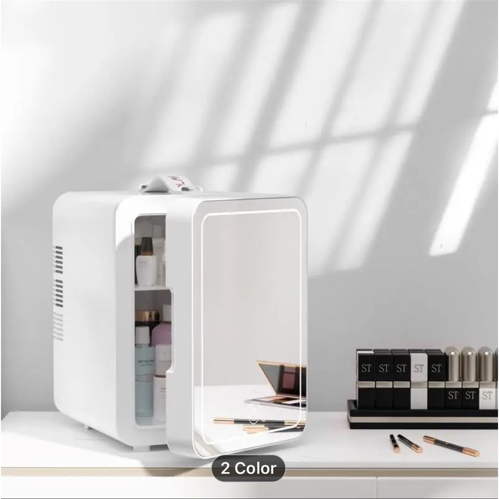 Beauty refrigerator with LED mirror